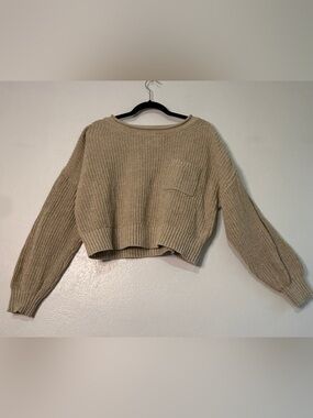 GAP Cozy Cropped Oatmeal Sweater. 100% cotton. Sz S.